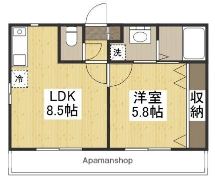 ツインステージII 201 ｜ 岡山県岡山市北区万成西町（賃貸アパート1LDK・2階・33.12㎡） その2