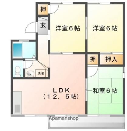 岡山県岡山市南区芳泉２丁目(賃貸アパート3LDK・2階・62.68㎡)の写真 その2