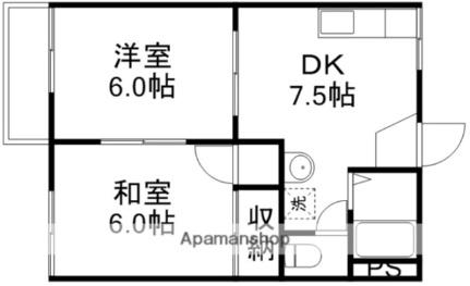 メゾンエレガンス 105｜岡山県岡山市北区田中(賃貸アパート2DK・1階・40.50㎡)の写真 その2