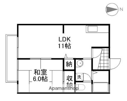 ファンコーポレーションＡ ｜岡山県岡山市北区久米(賃貸アパート1LDK・2階・40.92㎡)の写真 その2