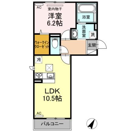 岡山県岡山市南区西市(賃貸アパート1LDK・1階・42.93㎡)の写真 その2