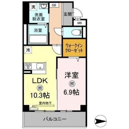 プラムグランデ 305｜岡山県岡山市中区兼基(賃貸マンション1LDK・3階・48.00㎡)の写真 その2