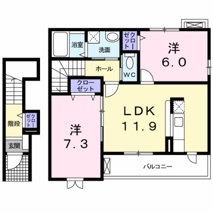 コリーヌＡ棟 202｜岡山県玉野市田井４丁目(賃貸アパート2LDK・2階・60.33㎡)の写真 その2