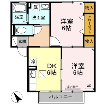 岡山県倉敷市中島(賃貸アパート2DK・1階・45.45㎡)の写真 その2