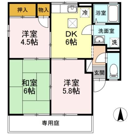 岡山県岡山市北区今４丁目(賃貸アパート3DK・1階・48.48㎡)の写真 その2