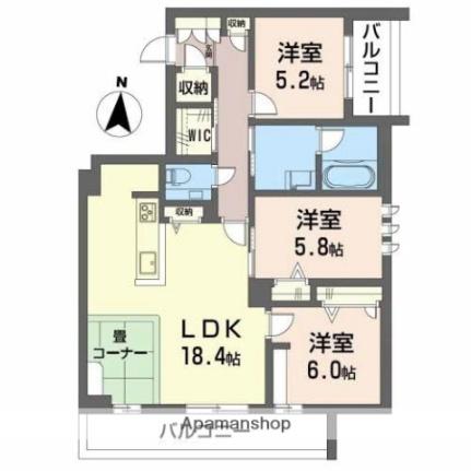 シャノワール（ＢＥＬＳ認証・ＺＥＨ） 201｜岡山県倉敷市大島(賃貸マンション3LDK・2階・81.87㎡)の写真 その2