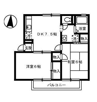 岡山県岡山市北区平野(賃貸アパート2DK・2階・42.70㎡)の写真 その2
