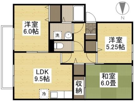 サンビレッジチェリオ B201｜岡山県倉敷市中島(賃貸アパート3LDK・2階・63.26㎡)の写真 その2