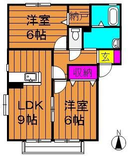 クスの木 C201｜岡山県岡山市南区妹尾(賃貸アパート2DK・2階・51.04㎡)の写真 その2
