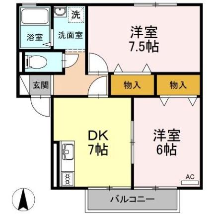 岡山県倉敷市西阿知町(賃貸アパート2DK・2階・48.53㎡)の写真 その2