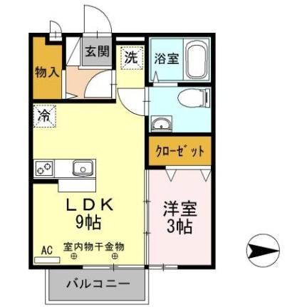 岡山県倉敷市羽島(賃貸アパート1LDK・2階・32.00㎡)の写真 その2