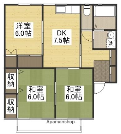 岡山県倉敷市白楽町(賃貸アパート3DK・2階・53.20㎡)の写真 その2