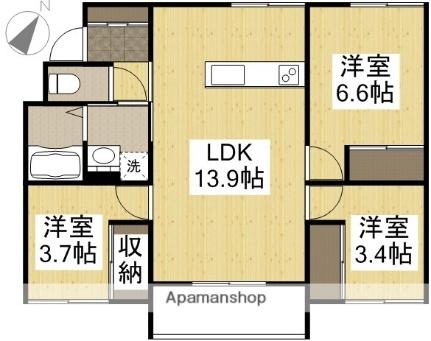 サバーブテラス黒崎新町 101 ｜ 岡山県倉敷市玉島黒崎新町（賃貸マンション3LDK・1階・59.88㎡） その2