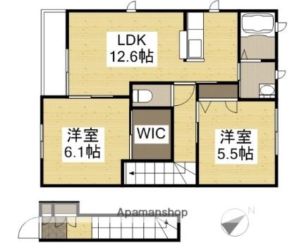 ルーナ新倉敷　Ｂ棟 203｜岡山県倉敷市玉島中央町２丁目(賃貸アパート2LDK・2階・61.63㎡)の写真 その2