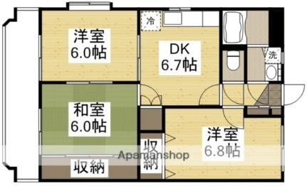 カーサコモド 201｜岡山県総社市駅南１丁目(賃貸マンション3DK・2階・61.18㎡)の写真 その2