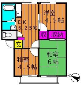 ガーデン三宅ハイツ A202｜岡山県倉敷市西阿知町西原(賃貸アパート3DK・2階・45.21㎡)の写真 その2