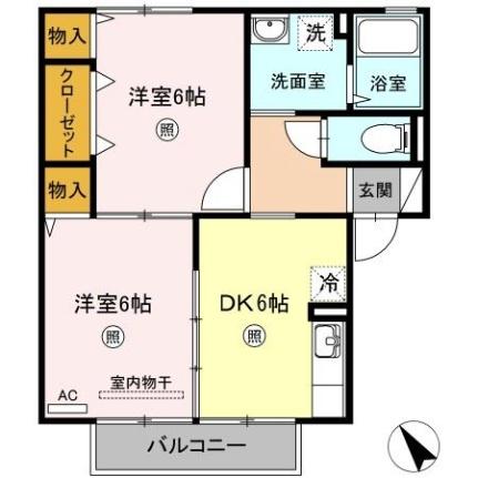パミドール 203｜岡山県倉敷市中島(賃貸アパート2DK・2階・45.23㎡)の写真 その2