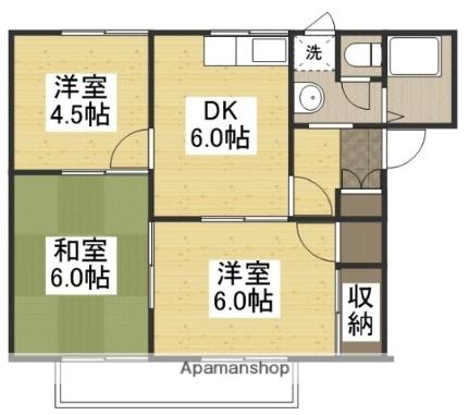 メゾン田辺Ａ 201｜岡山県倉敷市新倉敷駅前１丁目(賃貸アパート3DK・2階・53.55㎡)の写真 その2