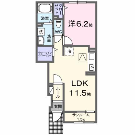 イースト　ドラゴン　II 102｜岡山県倉敷市上富井(賃貸アパート1LDK・1階・43.61㎡)の写真 その2