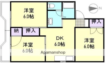 岡山県倉敷市笹沖(賃貸アパート3DK・2階・53.46㎡)の写真 その2