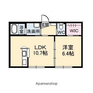岡山県倉敷市中島(賃貸アパート1LDK・1階・40.32㎡)の写真 その2