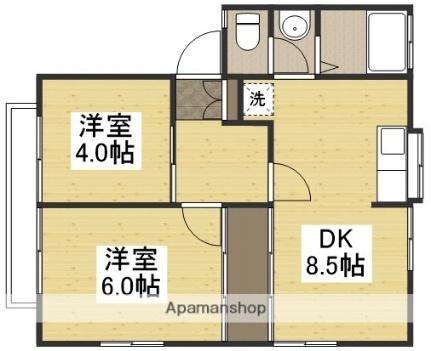 岡山県倉敷市宮前(賃貸アパート2DK・1階・41.40㎡)の写真 その2