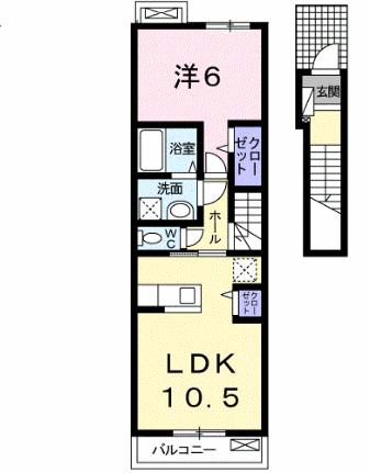 アステール 205｜岡山県倉敷市稲荷町(賃貸アパート1LDK・2階・45.07㎡)の写真 その2