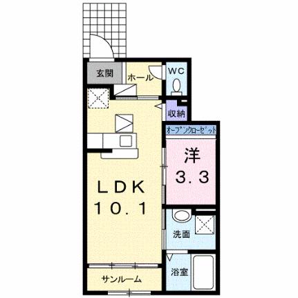 レスペヘリオスＣ 105｜岡山県倉敷市中島(賃貸アパート1LDK・1階・35.55㎡)の写真 その2