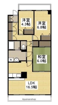 岡山県倉敷市日吉町(賃貸マンション3LDK・3階・75.05㎡)の写真 その2