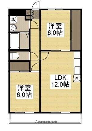 岡山県倉敷市玉島爪崎(賃貸マンション2LDK・3階・56.80㎡)の写真 その2