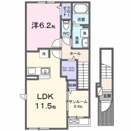 サンフラット乙島Ａ棟 201｜岡山県倉敷市玉島乙島(賃貸アパート1LDK・2階・50.96㎡)の写真 その2