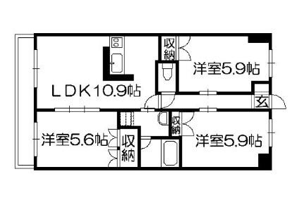 コンフィデンスIII 103｜岡山県岡山市北区今保(賃貸アパート3LDK・1階・61.11㎡)の写真 その2