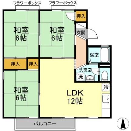 エントピア新保　Ｂ棟 203｜岡山県岡山市南区新保(賃貸アパート3LDK・2階・62.81㎡)の写真 その2