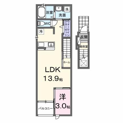 マーベラスＫ3　Ｂ 202｜岡山県岡山市北区田中(賃貸アパート1LDK・2階・41.73㎡)の写真 その2