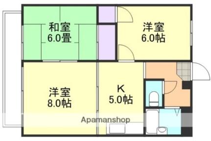 岡山県倉敷市沖新町(賃貸アパート3K・3階・48.40㎡)の写真 その2