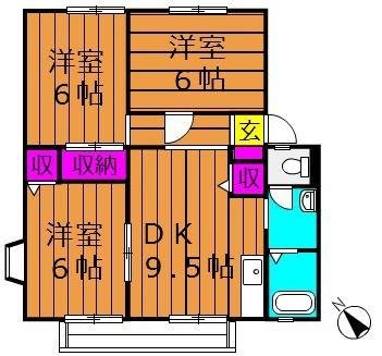 サンビレッジスカイバレー A202｜岡山県倉敷市中島(賃貸アパート3DK・2階・60.35㎡)の写真 その2