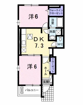 サニーメゾン庄苑Ａ 101｜岡山県倉敷市上東(賃貸アパート2DK・1階・46.79㎡)の写真 その2