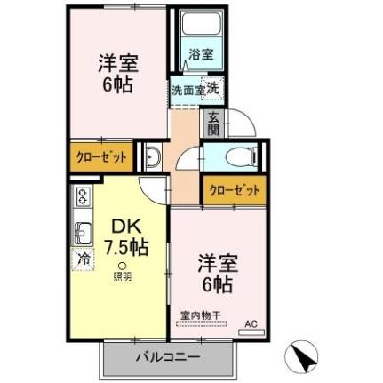 岡山県笠岡市西大島(賃貸アパート2DK・2階・46.09㎡)の写真 その2