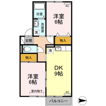 岡山県倉敷市沖新町(賃貸アパート2DK・2階・50.38㎡)の写真 その2