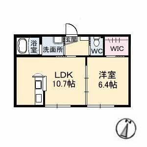 岡山県倉敷市中島(賃貸アパート1LDK・1階・40.32㎡)の写真 その2