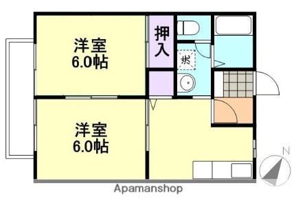 パストラル藤田　Ｂ棟 ｜岡山県倉敷市中島(賃貸アパート2K・2階・39.74㎡)の写真 その2