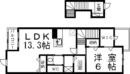 フォレスト　パークＢ 203｜岡山県倉敷市連島町鶴新田(賃貸アパート1LDK・2階・51.13㎡)の写真 その2