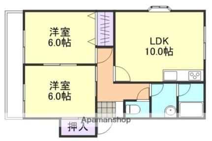 ガーデンパレス  ｜ 岡山県岡山市南区植松（賃貸アパート2LDK・2階・48.00㎡） その2