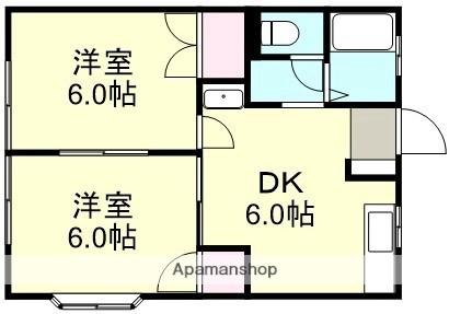 岡山県倉敷市中島(賃貸アパート2DK・1階・43.77㎡)の写真 その2