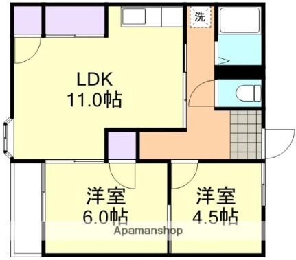 岡山県倉敷市八王寺町(賃貸アパート2LDK・1階・47.20㎡)の写真 その2