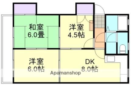 岡山県倉敷市中島(賃貸アパート3DK・1階・52.45㎡)の写真 その2