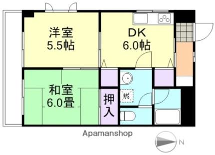 岡山県倉敷市新倉敷駅前４丁目(賃貸マンション2DK・2階・44.71㎡)の写真 その2