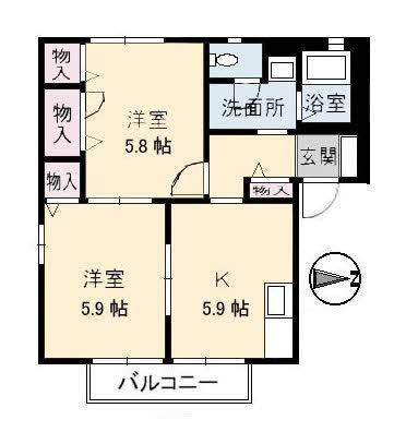 ヴィ・アージュ　Ａ棟 ｜岡山県倉敷市玉島乙島(賃貸アパート2K・2階・43.75㎡)の写真 その2