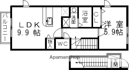 ファインメゾン ｜岡山県倉敷市中島(賃貸アパート1LDK・2階・42.97㎡)の写真 その2