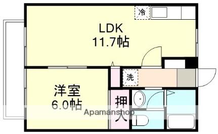 パレロッサ陣之内Ａ棟 ｜岡山県倉敷市中島(賃貸アパート1LDK・2階・40.92㎡)の写真 その2